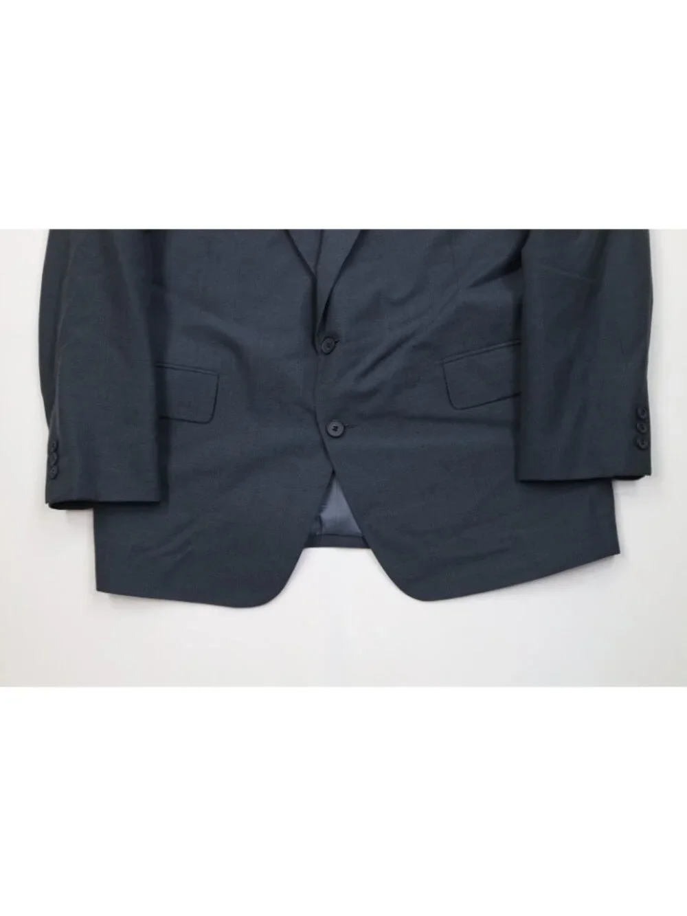 Vintage 90s Streetwear Mens 44R 2 Piece Suit Wool Plaid Blue Wide Leg 34x30